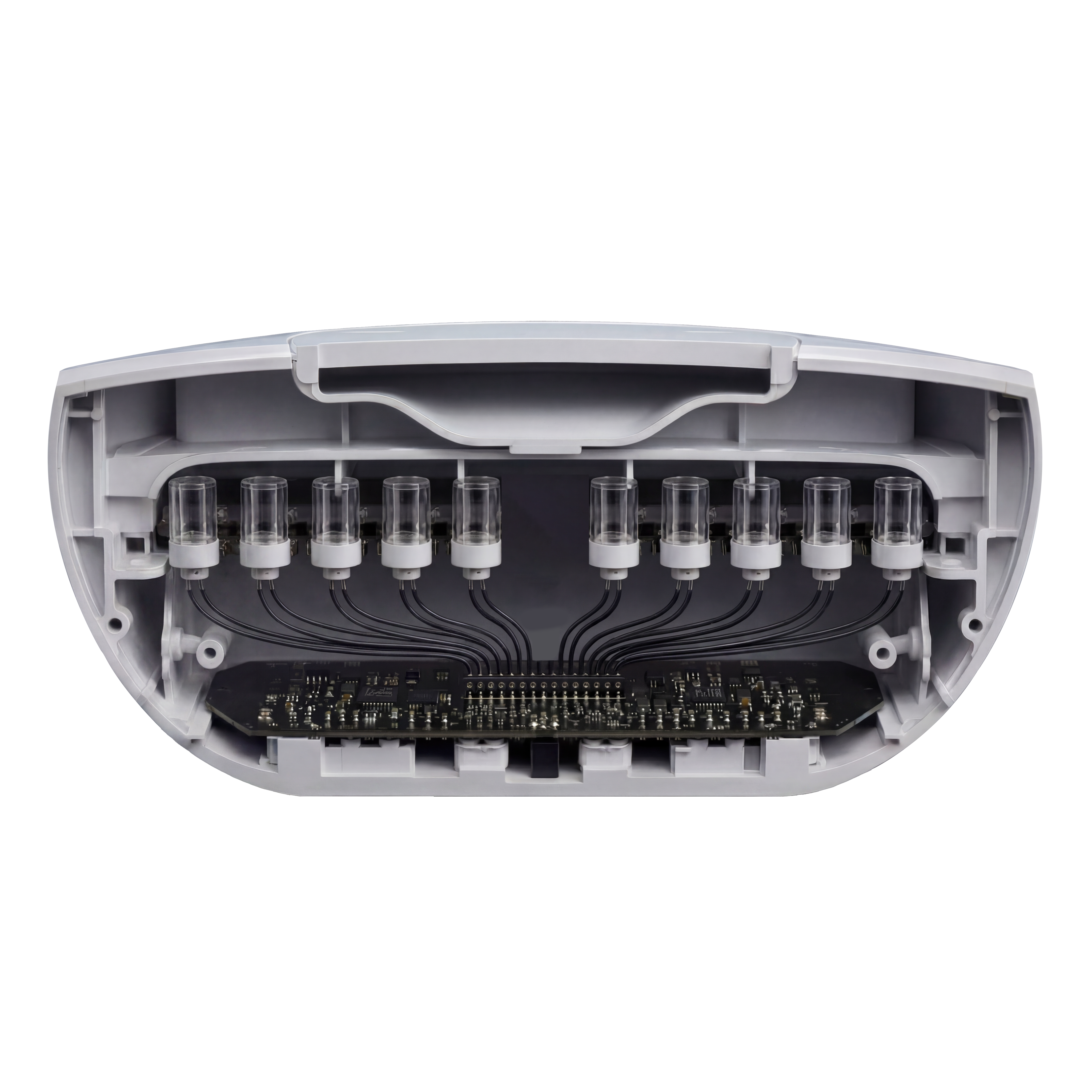 Vue interne du kit Aromadive — capsules, PCB et coque